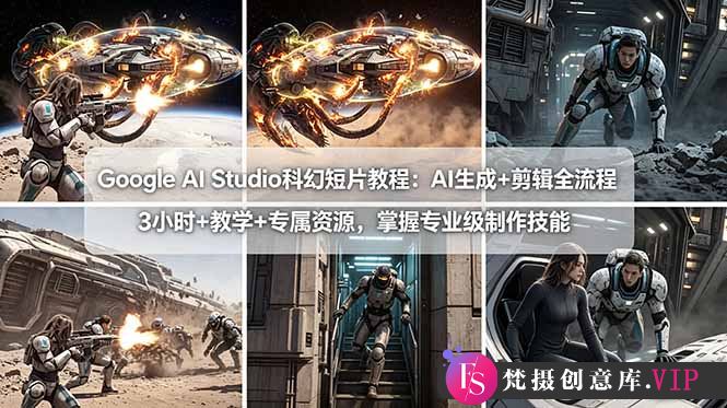 Google AI Studio科幻短片教程:AI生成+剪辑全流程,3小时+教学+专属资源,掌握专业级制作技能
