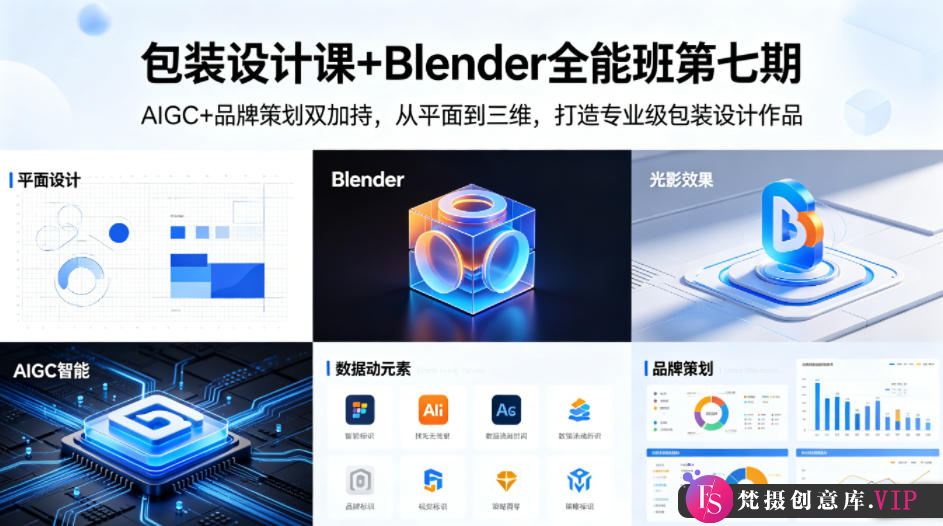 包装设计课+Blender全能班第七期,AIGC+品牌策划双加持,从平面到三维,打造专业级包装设计作品