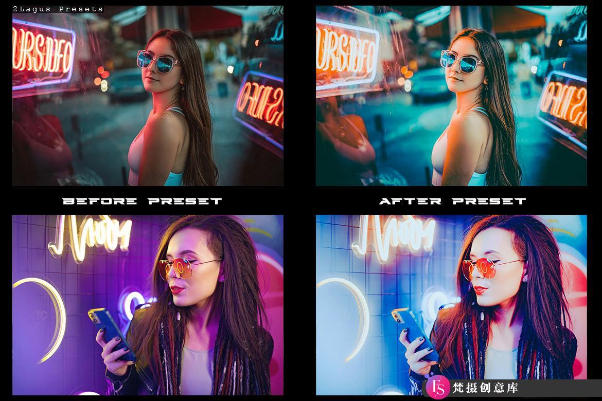 [人像LR预设]街道霓虹灯电影人像Lightroom预设 Neon Vibes 4 Lightroom Presets