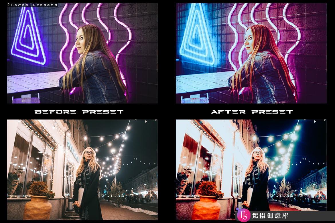 [人像LR预设]街道霓虹灯电影人像Lightroom预设 Neon Vibes 4 Lightroom Presets