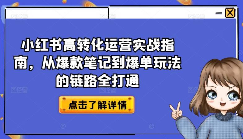 小红书高转化运营实战指南，从爆款笔记到爆单玩法的链路全打通