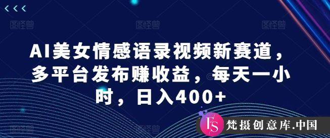 AI美女情感语录视频新赛道，多平台发布赚收益，每天一小时，日入400+【揭秘】