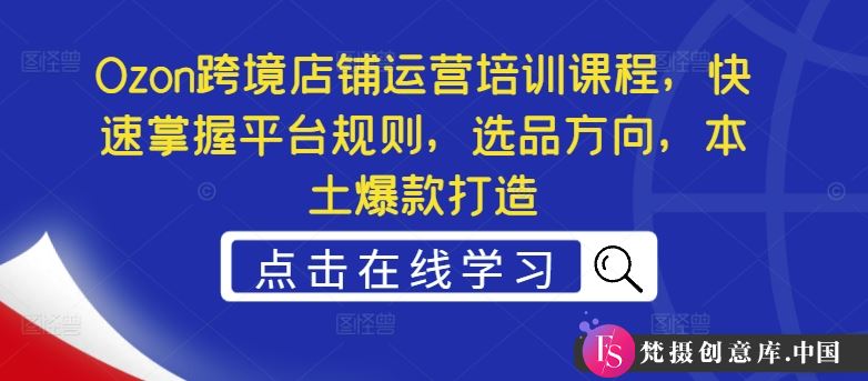 Ozon跨境店铺运营培训课程，快速掌握平台规则，选品方向，本土爆款打造