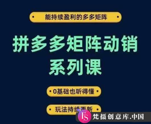 拼多多矩阵动销系列课，能持续盈利的多多矩阵，0基础也听得懂，玩法持续更新