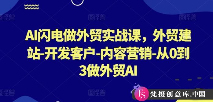 AI闪电做外贸实战课，​外贸建站-开发客户-内容营销-从0到3做外贸AI（更新）