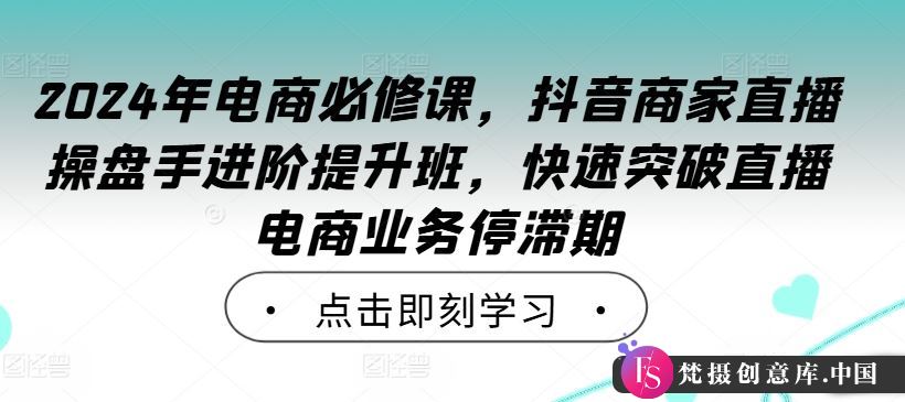 2024年电商必修课，抖音商家直播操盘手进阶提升班，快速突破直播电商业务停滞期