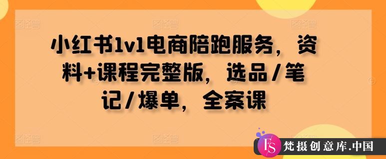 小红书1v1电商陪跑服务，资料+课程完整版，选品/笔记/爆单，全案课