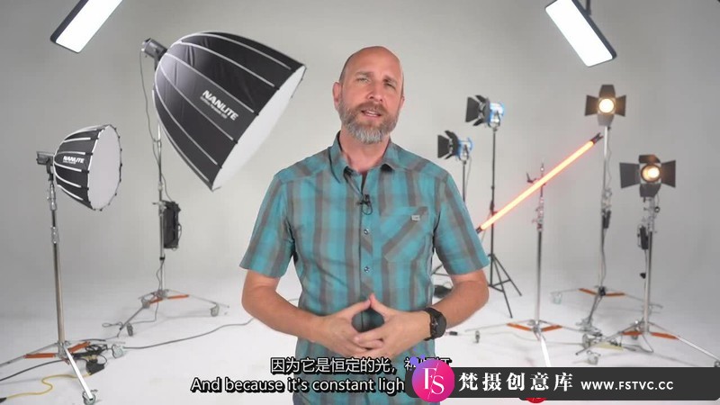[人像摄影教程]马克·华莱士MarkWallace摄影棚恒光照明人像布光教程-中英字幕-梵摄创意库