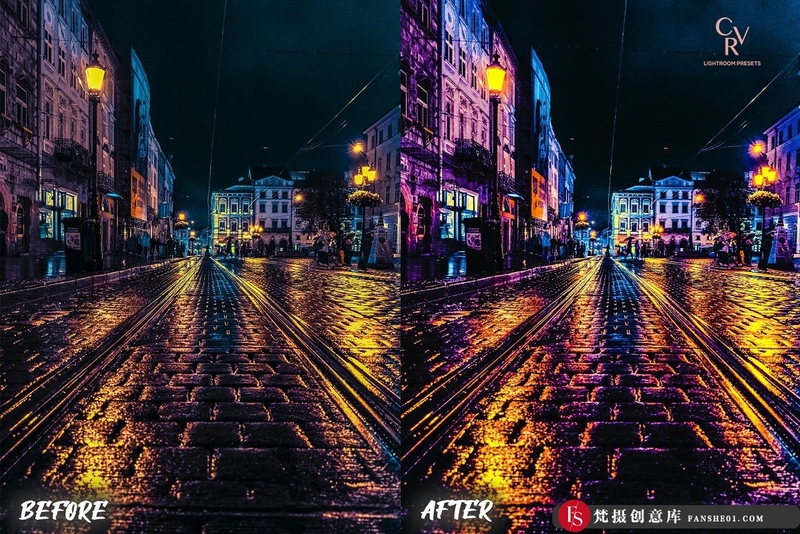 [风光LR预设]城市街拍夜景Lightroom预设移动lr滤镜 Night City Lightroom Presets