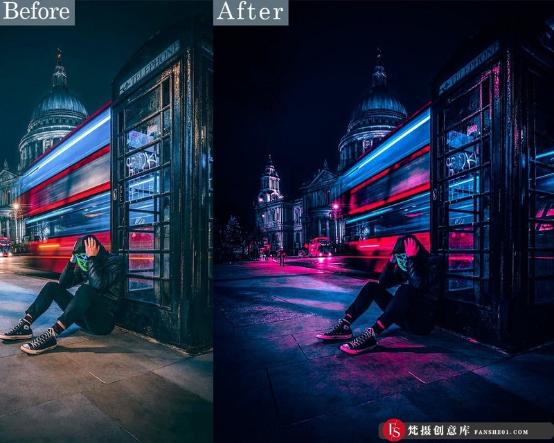 [风光LR预设]城市街拍夜景赛博朋克效果LP预设与APP滤镜 2lagus  Cyberpunk Lightroom Presets