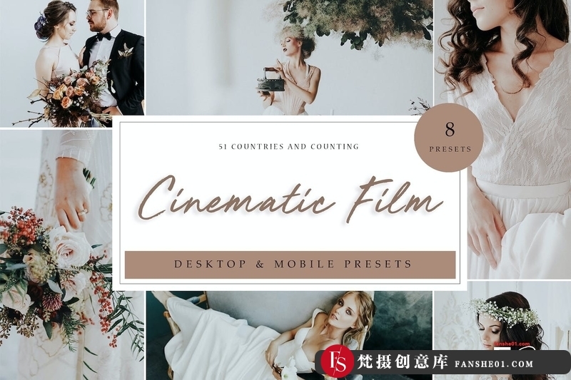 [婚礼LR预设]电影婚礼胶片后期调色Lightroom预设LightroomPresets-CinematicFilm-梵摄创意库