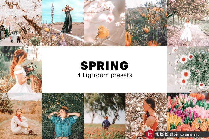 [旅拍LR预设]春暖花开春季旅拍风光人像LR预设+移动APP调色滤镜 4 Spring Lightroom Presets-梵摄创意库