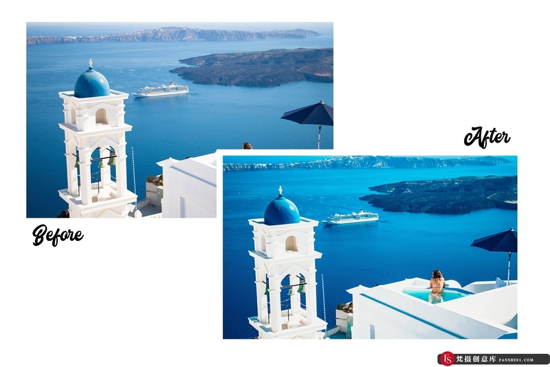 [旅拍LR预设]圣托里尼旅拍清新通透人像后期调色Lightroom预设Santorini-15PremiumLightroomPresets