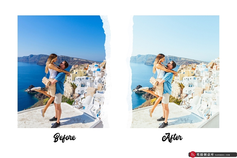 [旅拍LR预设]圣托里尼旅拍清新通透人像后期调色Lightroom预设Santorini-15PremiumLightroomPresets