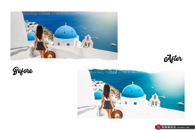 [旅拍LR预设]圣托里尼旅拍清新通透人像后期调色Lightroom预设Santorini-15PremiumLightroomPresets