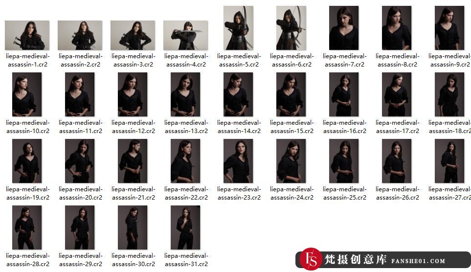 31张电影女性刺客EOS5DMarkIIRAW原图，后期精修RAW原片素材