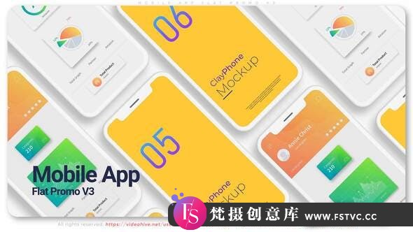 [APP模板]扁平化手机APP宣传展示动画AE模板- Mobile App Flat Promo V3