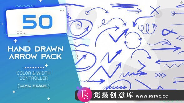 [创意特效]50组手绘箭头动画 AE模板-Hand Drawn Arrows Pack