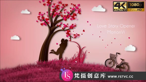 [婚礼AE模板]卡通爱情场景片头动画AE模板- Love Story Opener-梵摄创意库