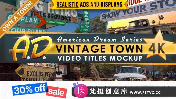 [宣传推广]乡村城市广告牌展示动画AE模板- Vintage Town Titles Intro-梵摄创意库