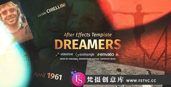 [开场片头]唯美回忆光效叠加照片展示片头AE模板- Dreamers