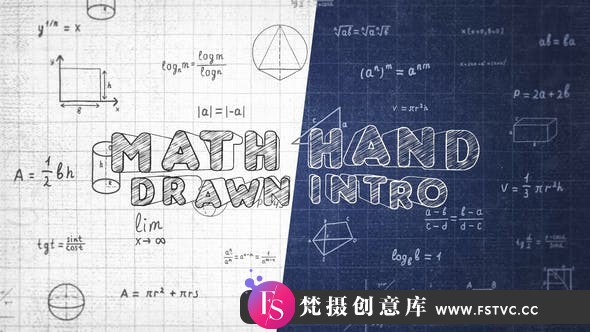 [logo模板]手绘数学公式符号Logo动画AE模板- Math Hand Draw Intro-梵摄创意库
