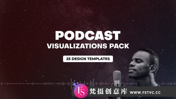 [栏目包装]广播音乐波形可视化包装动画 AE模板-Podcast Audio Visualization Pack