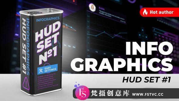 [图片展示]信息数据展示动画AE模板- Infographic HUD Set 1-梵摄创意库