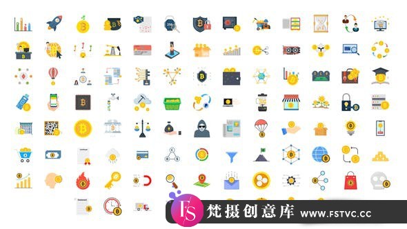 [MG模板]AE模板-数据金融图标动画AE模板 100 Crypto Currency Icons