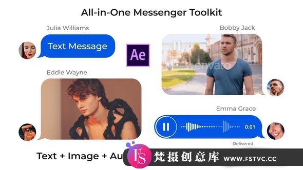 [APP模板]AE模板-手机APP短信对话框动画AE模板 Messenger Toolkit-梵摄创意库