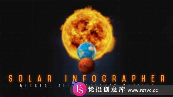 [宣传推广]太阳系科技感星球信息介绍动画AE模板- Solar Infographer-梵摄创意库