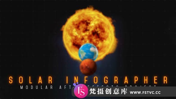 [宣传推广]太阳系科技感星球信息介绍动画AE模板- Solar Infographer-梵摄创意库