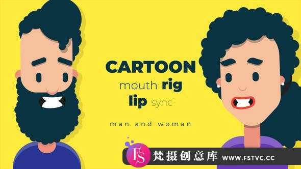 [卡通儿童]卡通人物口型表情动画AE模板- Cartoon mouth rig with lip sync-梵摄创意库