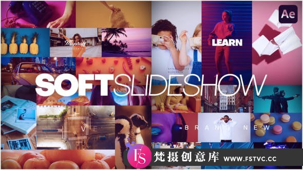[文字标题]图片视频文字宣传片头AE模板- Soft Slideshow-梵摄创意库