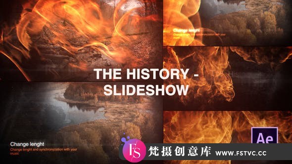 [开场片头]火焰转场历史视频宣传片头AE模板- The History – Slideshow