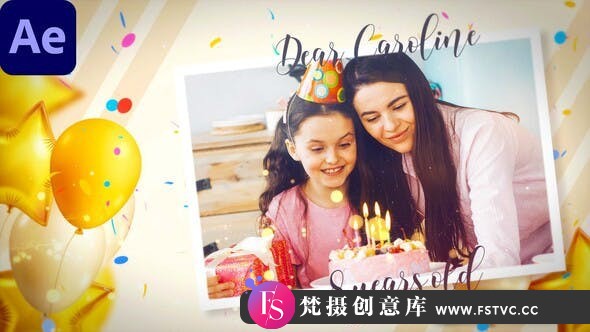 [卡通儿童]儿童生日照片视频包装开场AE模板- Happy Birthday-梵摄创意库