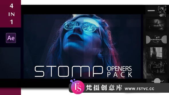 [文字标题]图片文字快闪片头AE模板- Stomp Openers Pack-梵摄创意库