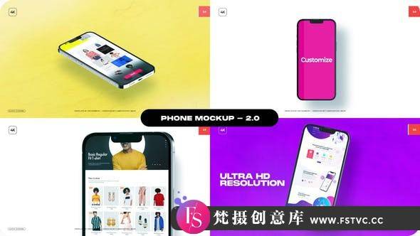 [APP模板]清新时尚iPhone手机APP展示片头AE模板- Phone Mockup – Package 02-梵摄创意库