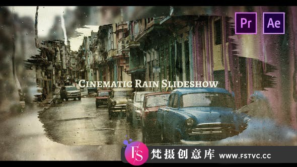 [Premiere预设]PR预设+AE模板-雨滴雾玻璃遮罩相册开场 Cinematic Rain Slideshow