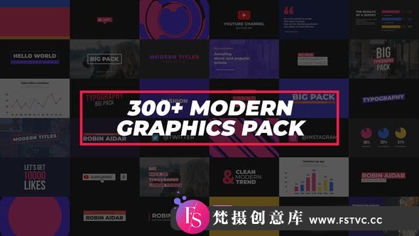 [Premiere预设]PR预设-文字标题人名字幕条转场社交排版动画 300+ Modern Grap.-梵摄创意库