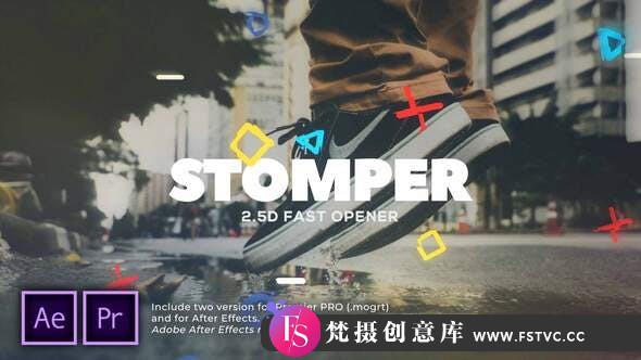 [Premiere预设]PR预设-图形切割快闪图片开场PR预设模板 Stomper Fast Opener-梵摄创意库