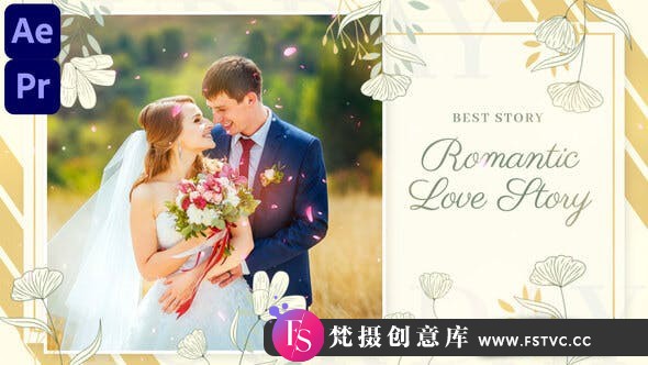 [Premiere预设]PR预设-浪漫婚礼照片相册片头展示 Romantic Love Story Wedding Slideshow-梵摄创意库