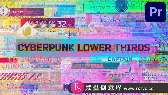 [Premiere模板]PR模板-87个赛博朋克数字科技字幕条标题动画模板Cyberpunk Lower