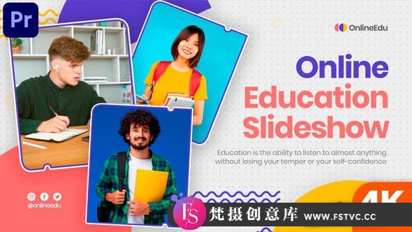 [Premiere模板]PR模板-在线教育公司商业活动推广宣传片模板 Online Education Slideshow-梵摄创意库