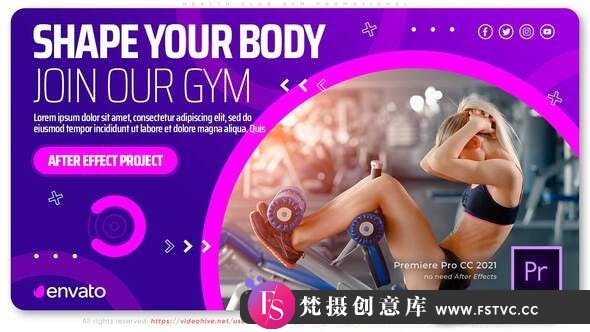 [Premiere模板]PR模板-时尚健身中心体操俱乐部教练培训课程模板 Health Club Gym Promotional - 梵摄创意库-梵摄创意库