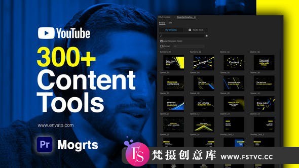 [Premiere预设]300组网络视频包装元素动画PR预设- Youtube Content Tools-梵摄创意库