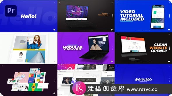 [Premiere模板]PR模板-电子商务公司网站介绍宣传片业务品牌推广模板Website Intro for Premiere Pro - 梵摄创意库-梵摄创意库