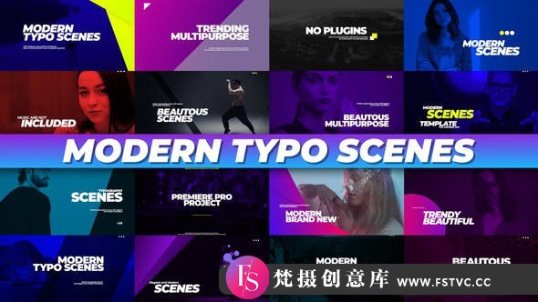 [Premiere模板]PR模板-时尚优雅错字排版动画场景及过渡视频剪辑模板 Modern Typo Scenes - 梵摄创意库-梵摄创意库