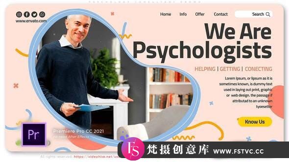 [Premiere模板]PR模板-健康医疗中心活动介绍开场视频剪辑视频 Psychology Consultant Promo-梵摄创意库