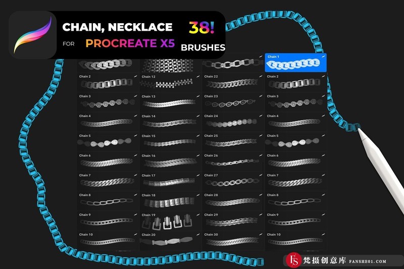 图片[6]-[Procreate笔刷]Procreate-X5宝石项链装饰画笔包38!Chain,NecklaceforPROCREATE-X5-梵摄创意库